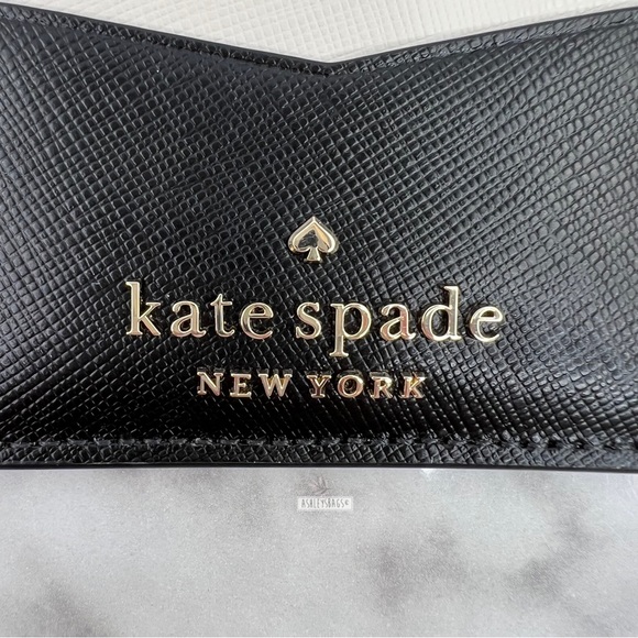 Kate Spade Staci Saffiano Leather Slim Card Holder Wallet In Black Multi - Picture 2 of 5